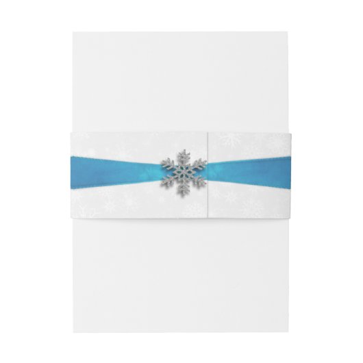 Diamante Snowflake & Blue Ribbon Winter Wedding Uitnodigingen Wikkel (Achterkant Voorbeeld)