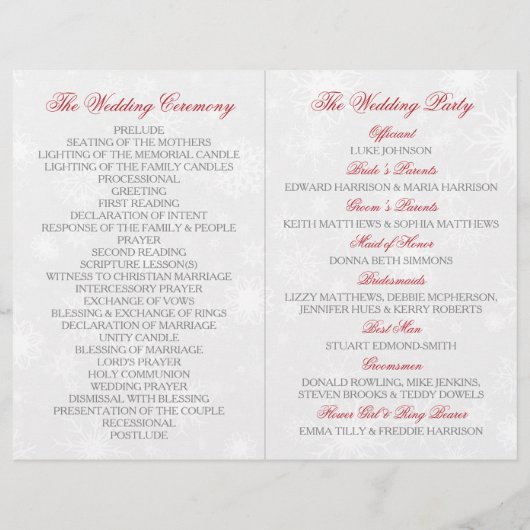 Diamante Snowflake en Red Ribbon Winter Wedding (Achterkant)