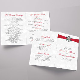 Diamante Snowflake en Red Ribbon Winter Wedding