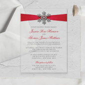 Diamante Snowflake en Red Ribbon Winter Wedding Acryl Uitnodigingen