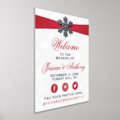 Diamante Snowflake en Red Ribbon Winter Wedding Folie Afdrukken (Laagn)