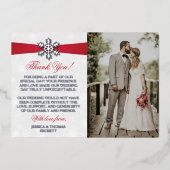 Diamante Snowflake en Red Ribbon Winter Wedding Folie Uitnodiging (Voorkant)