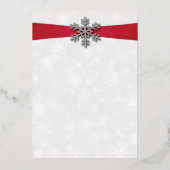 Diamante Snowflake en Red Ribbon Winter Wedding Folie Uitnodiging (Achterkant)