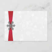 Diamante Snowflake en Red Ribbon Winter Wedding Informatiekaartje (Achterkant)