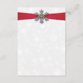 Diamante Snowflake en Red Ribbon Winter Wedding Informatiekaartje (Achterkant)