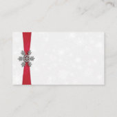 Diamante Snowflake en Red Ribbon Winter Wedding Informatiekaartje (Achterkant)