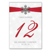 Diamante Snowflake en Red Ribbon Winter Wedding Kaart (Achterkant)
