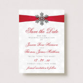 Diamante Snowflake en Red Ribbon Winter Wedding Kaart