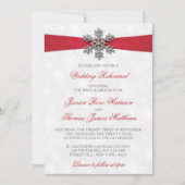 Diamante Snowflake en Red Ribbon Winter Wedding Kaart (Voorkant)