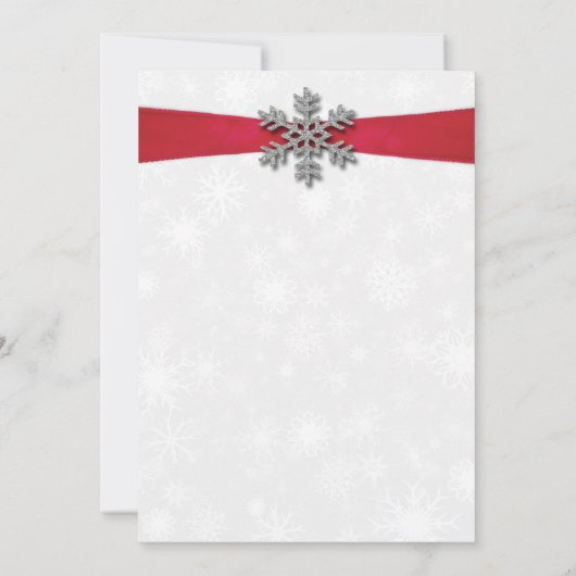 Diamante Snowflake en Red Ribbon Winter Wedding Kaart (Achterkant)