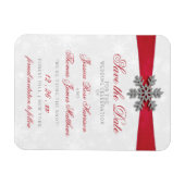 Diamante Snowflake en Red Ribbon Winter Wedding Magneet (Horizontaal)