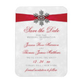 Diamante Snowflake en Red Ribbon Winter Wedding Magneet (Verticaal)