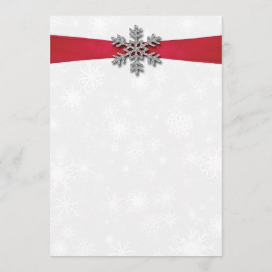 Diamante Snowflake en Red Ribbon Winter Wedding Menu (Achterkant)