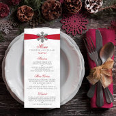 Diamante Snowflake en Red Ribbon Winter Wedding Menu