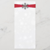 Diamante Snowflake en Red Ribbon Winter Wedding Menu (Achterkant)