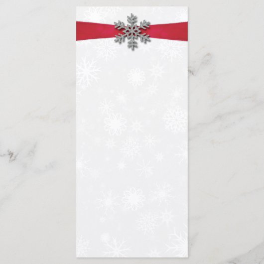 Diamante Snowflake en Red Ribbon Winter Wedding Menu (Achterkant)