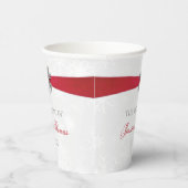 Diamante Snowflake en Red Ribbon Winter Wedding Papieren Bekers (Rechts)