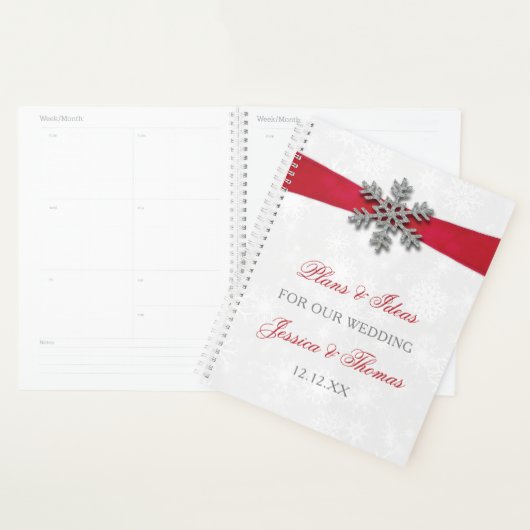 Diamante Snowflake en Red Ribbon Winter Wedding Planner (Display)