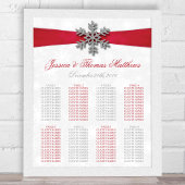 Diamante Snowflake en Red Ribbon Winter Wedding Poster