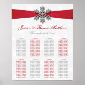 Diamante Snowflake en Red Ribbon Winter Wedding Poster (Voorkant)