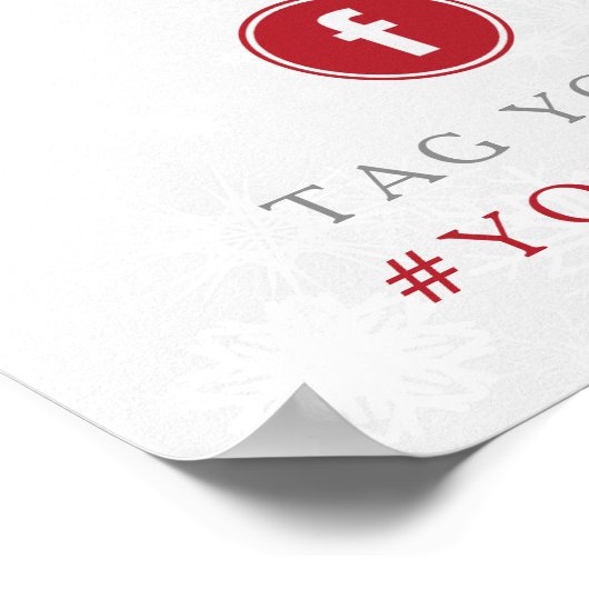 Diamante Snowflake en Red Ribbon Winter Wedding Poster (Hoek)