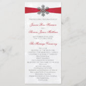 Diamante Snowflake en Red Ribbon Winter Wedding Programmakaart (Voorkant)
