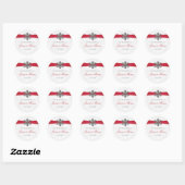 Diamante Snowflake en Red Ribbon Winter Wedding Ronde Sticker (Vel)