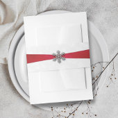 Diamante Snowflake en Red Ribbon Winter Wedding Uitnodigingen Wikkel