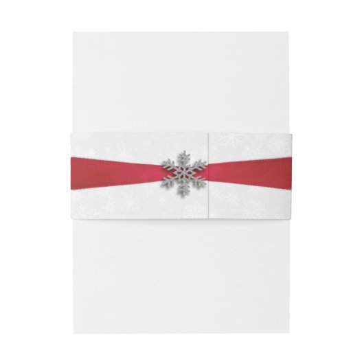 Diamante Snowflake en Red Ribbon Winter Wedding Uitnodigingen Wikkel (Achterkant Voorbeeld)
