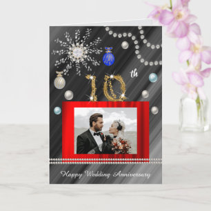 Diamanten 10-jarig jubileum met Kerstmis 2 foto' Kaart
