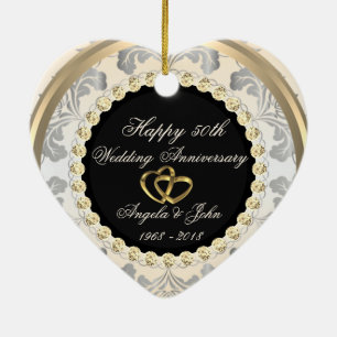 Diamanten 50ste huwelijksverjaardag keramisch ornament