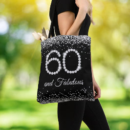 Diamanten 60 fantastische verjaardag zwart zilver tote bag