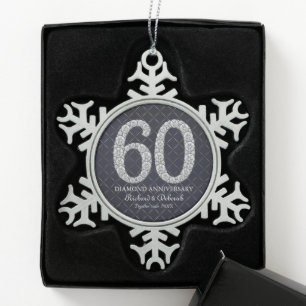 Diamanten 60-jarig Huwelijksjubileum Tin Sneeuwvlok Ornament
