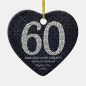 Diamanten 60e jubileum aangepaste hart keramisch ornament (Voorkant)