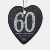Diamanten 60e jubileum aangepaste hart keramisch ornament (Links)