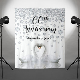 Diamanten 60e jubileum witte zwanen verliefd wandkleed