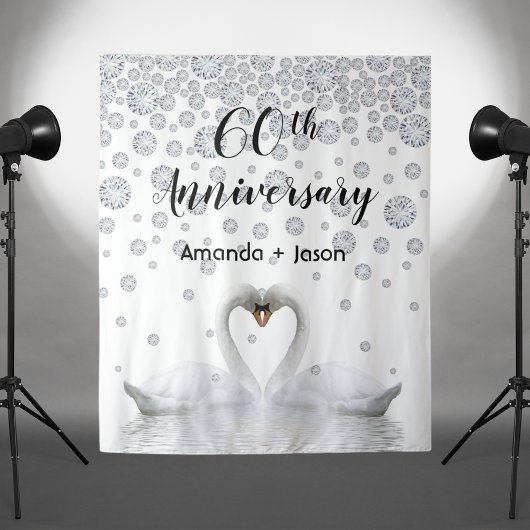 Diamanten 60e jubileum witte zwanen verliefd wandkleed