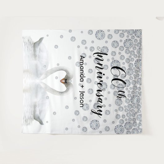 Diamanten 60e jubileum witte zwanen verliefd wandkleed (Voorkant (horizontaal))
