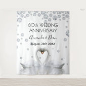 Diamanten 60e verjaardag witte zwanen verliefd wandkleed (Voorkant)