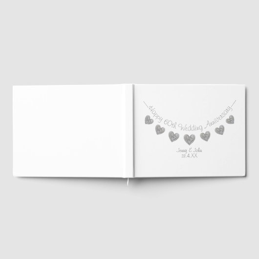 Diamanten 60ste huwelijksverjaardag vlaggenlijn gastenboek (Volledig)