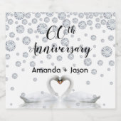 Diamanten 60ste huwelijksverjaardag witte zwanen sparkling wijnetiket (Enkel label)