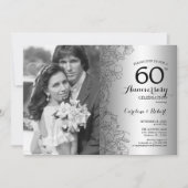 Diamanten 60ste verjaardag met foto zilveren bloem kaart (Voorkant)