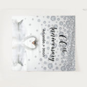 Diamanten 60ste verjaardag witte zwanen verliefd wandkleed (Voorkant (horizontaal))