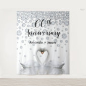 Diamanten 60ste verjaardag witte zwanen verliefd wandkleed (Voorkant)