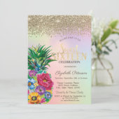 Diamanten, Ananas Bloemen Holografisch Zoet 16 Kaart (Staand voorkant)