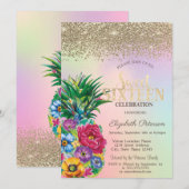 Diamanten, Ananas Bloemen Holografisch Zoet 16 Kaart (Voorkant / Achterkant)