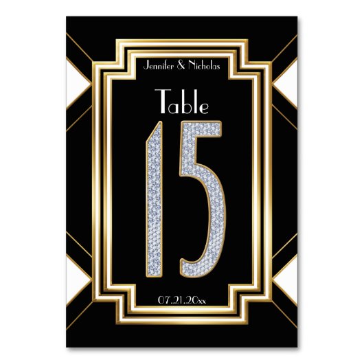 Diamanten Art Deco Trouwtafel nummer vijftien Kaart (Voorkant)
