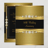 Diamanten Bloem 50ste Huwelijksjubileum Uitnodigin Kaart (Voorkant / Achterkant)