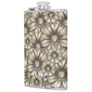 Diamanten Bloemen Edelsteen Flask Heupfles