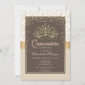 Diamanten Bloemendamask Quinceañera Kaart (Voorkant)